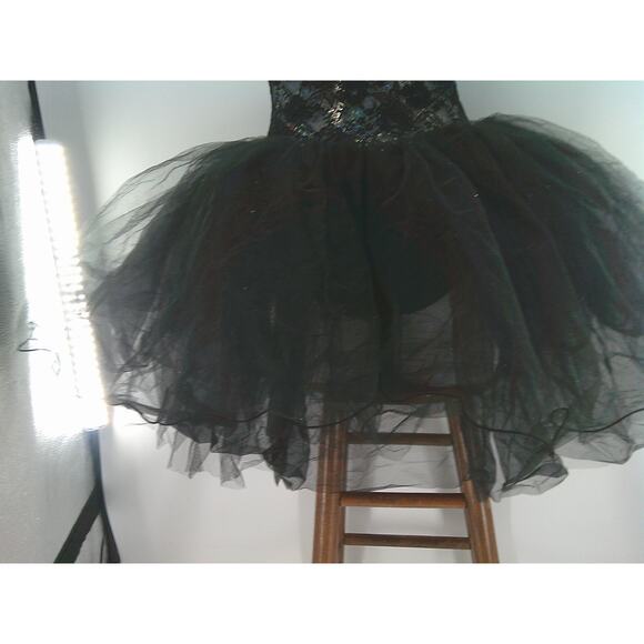 Dance Costume Curtain Call  C240 Medium Adult  Black  Lace Ballet  Rhinestones - Picture 6 of 8